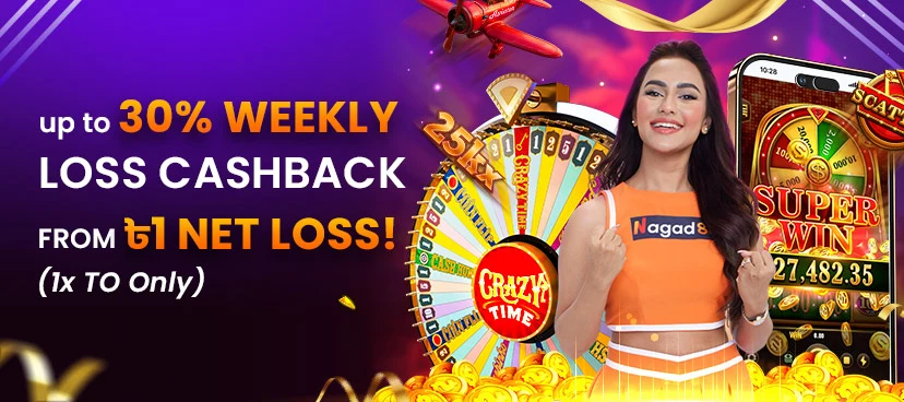 30% Weekly Unlimited Loss Rebate Cashback (All Games) promotion banner