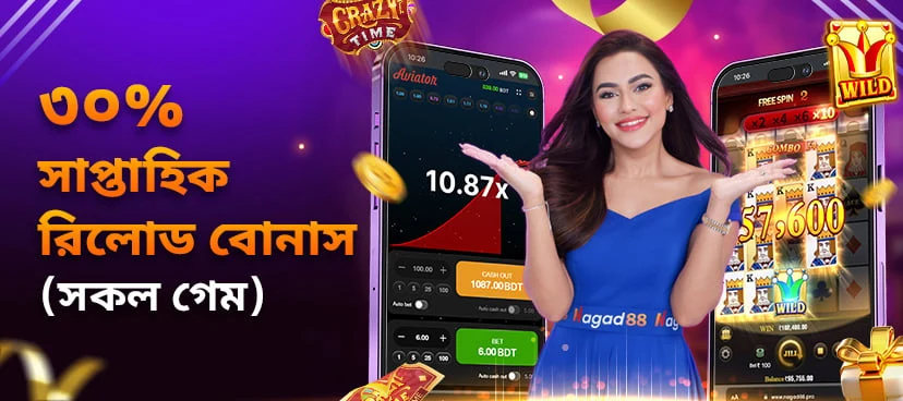৩০% সাপ্তাহিক রিলোড বোনাস (সকল গেম) promotion banner